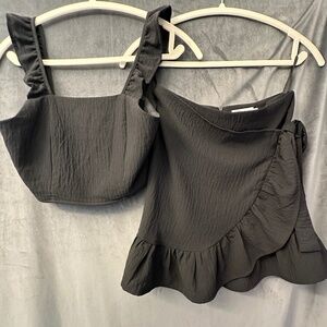 Pink Lily Black Skirt Set